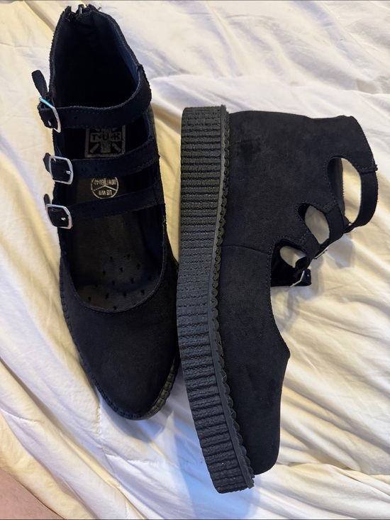 tuk Shoes - T.U.K Black Creeper Platform Mary Jane Shoes vegan suede
